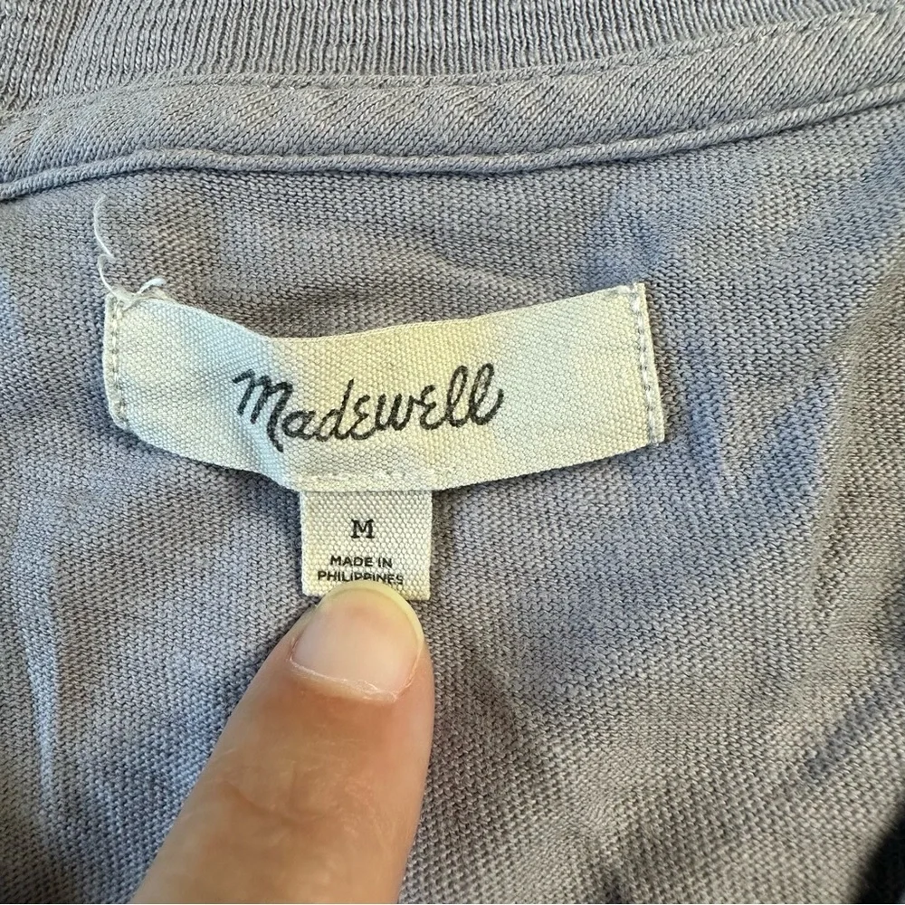 Madewell Relaxed Henley T-Shirt Short Sleeve Cotton V-Neck Casual Purple Medium - Picture 3 of 10